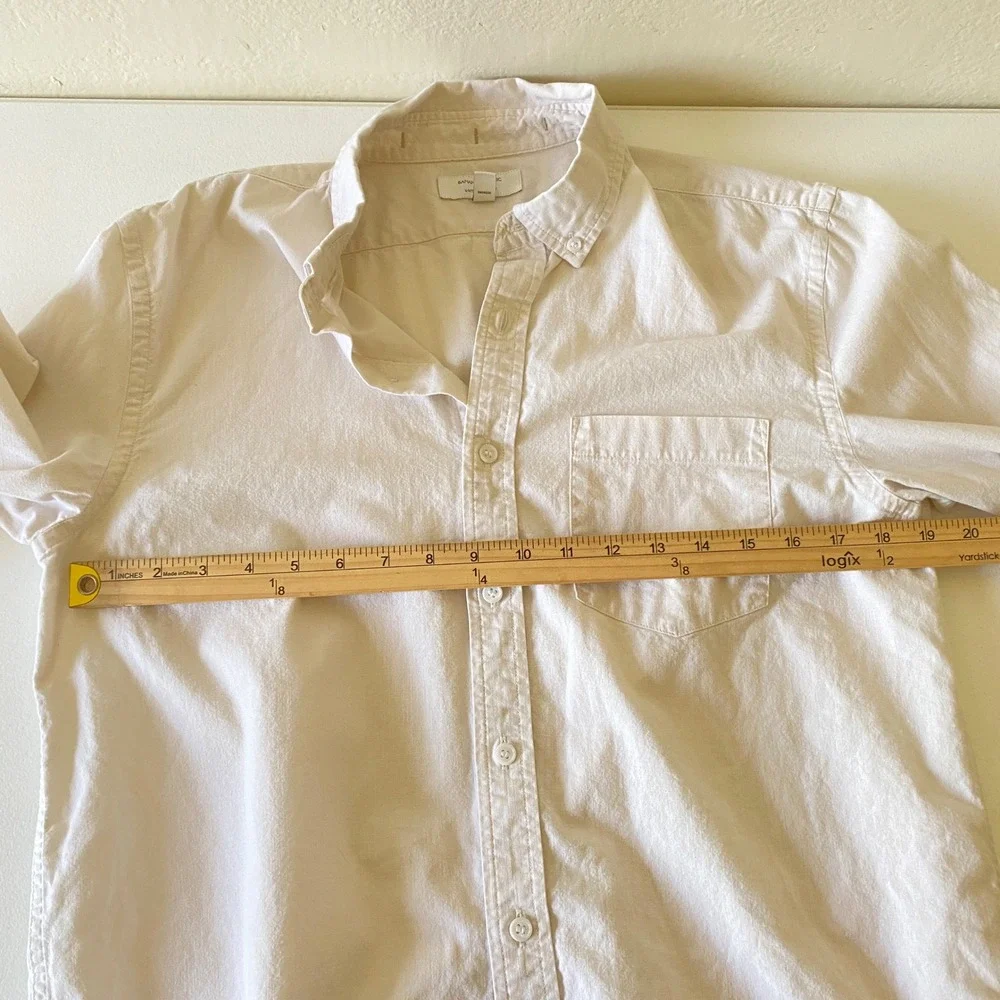Banana Republic Untucked Fit Mens Shirt M Tall Beige Cotton Button Down